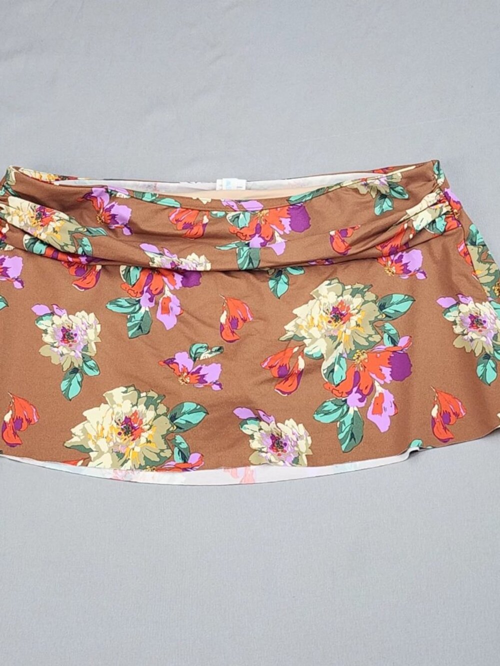 J.Crew Womens Size S Swim Skirt Bottom Brown Floral Multicolor Ruched Lined